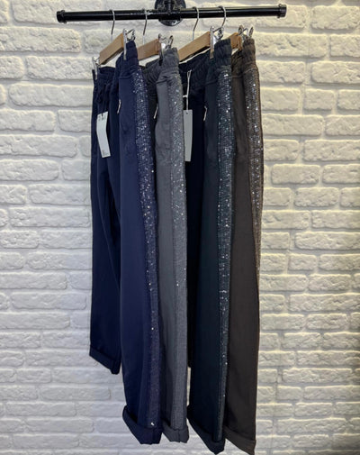 Sequin Side Cotton Joggers- Brilla