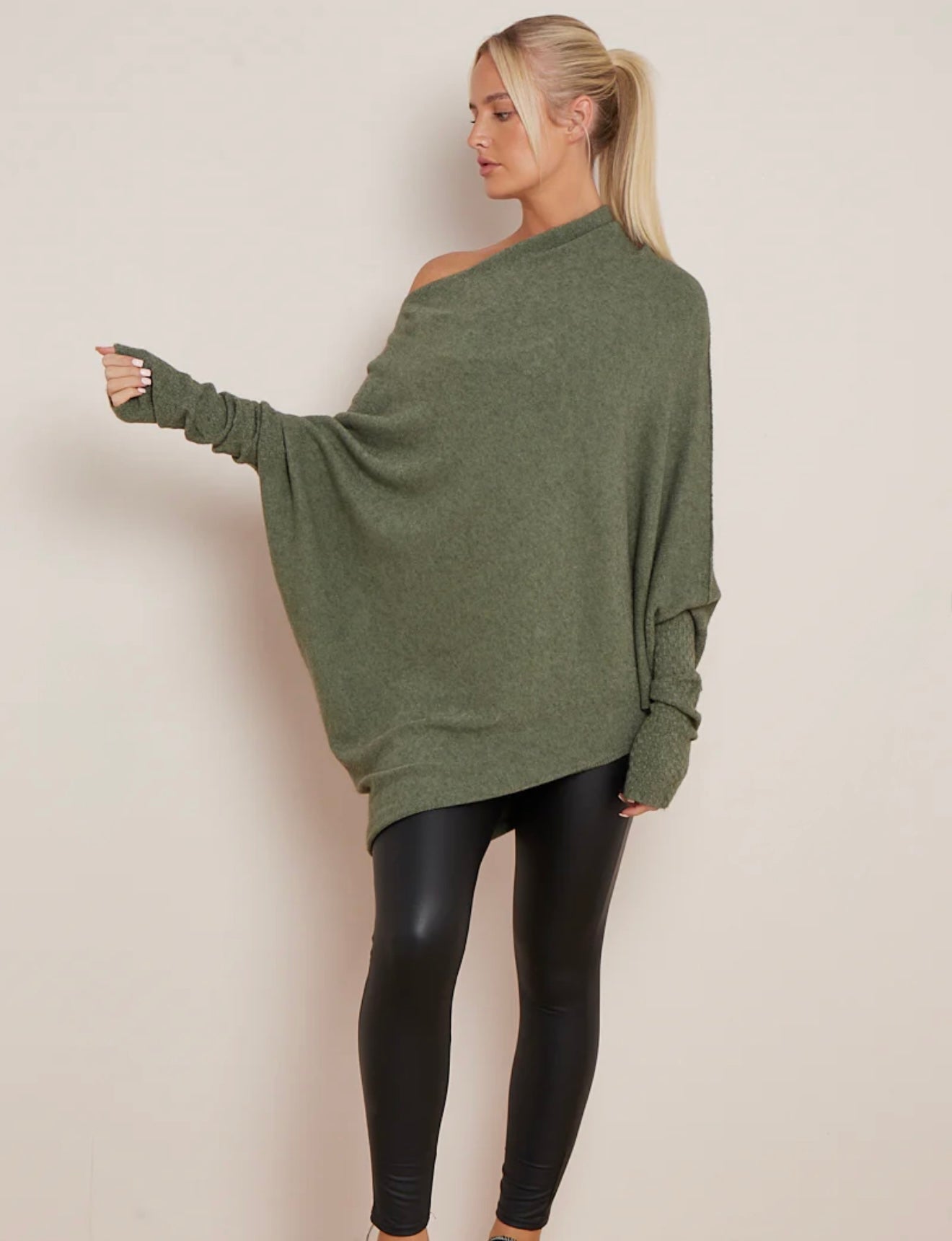 Soft Knit Asymmetric Draped Jumper - Giada