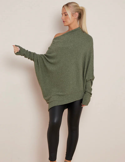 Soft Knit Asymmetric Draped Jumper - Giada