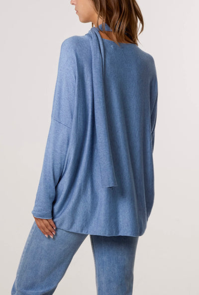 Wool Blend Crew Neck Jumper & Scarf- Intreccio