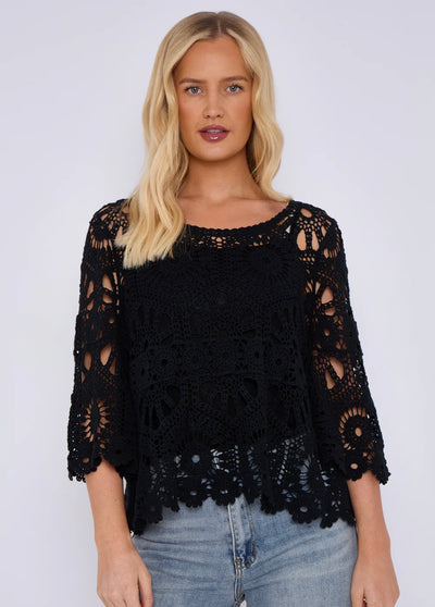 Crochet Circle Print Top- Oriana