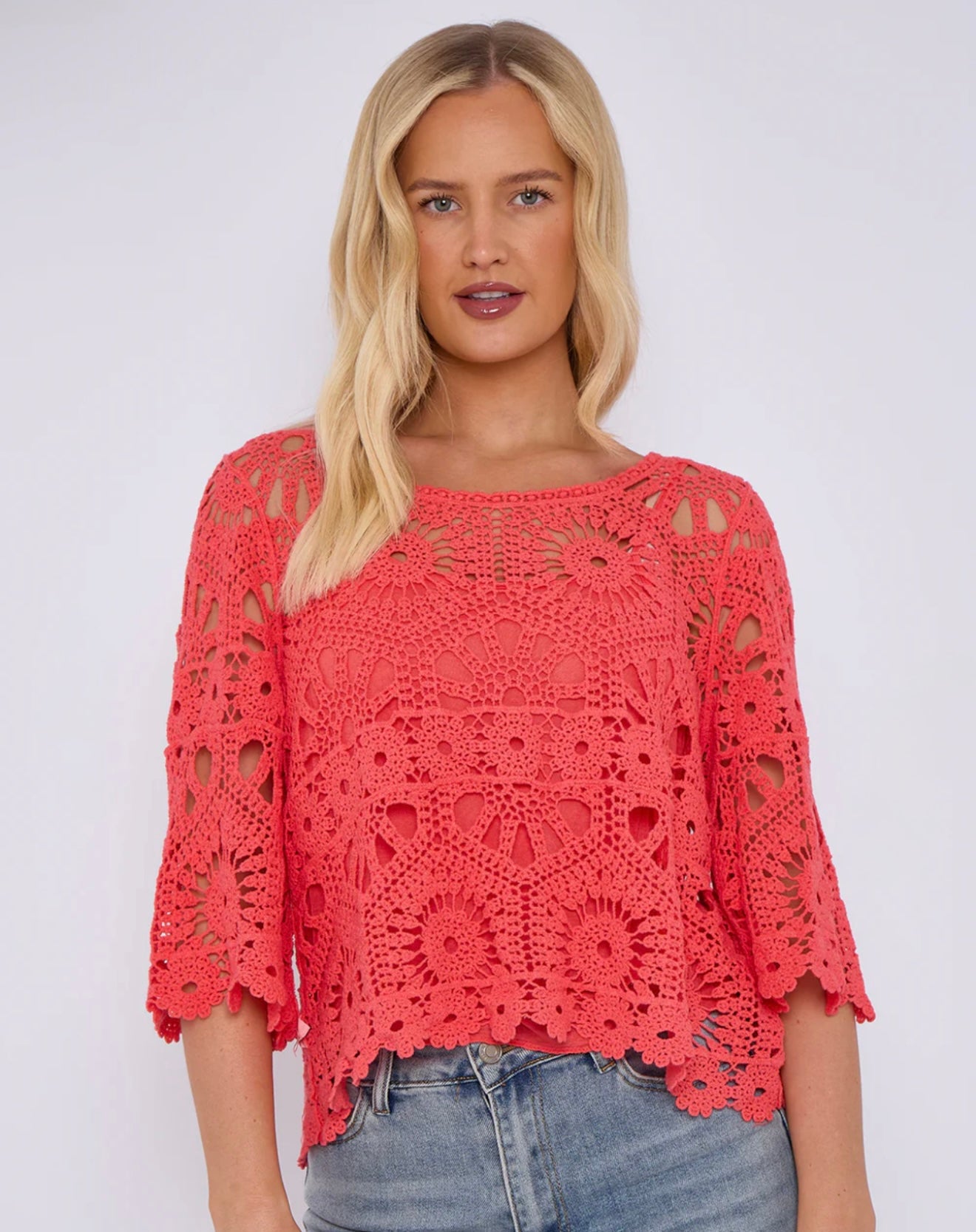 Crochet Circle Print Top- Oriana