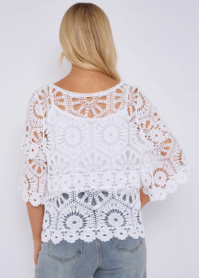 Crochet Circle Print Top- Oriana