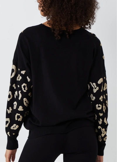 Black Leopard Print Glitter Jumper- Arisa