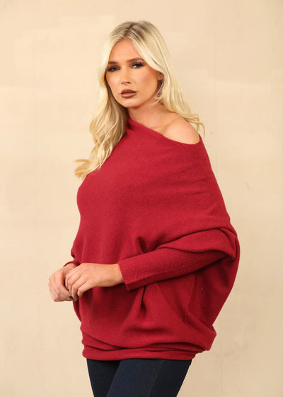 Soft Knit Asymmetric Draped Jumper - Giada