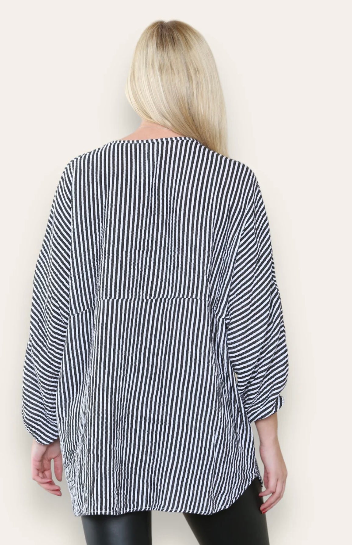 Cheesecloth Stripe Oversized Top- Brenda