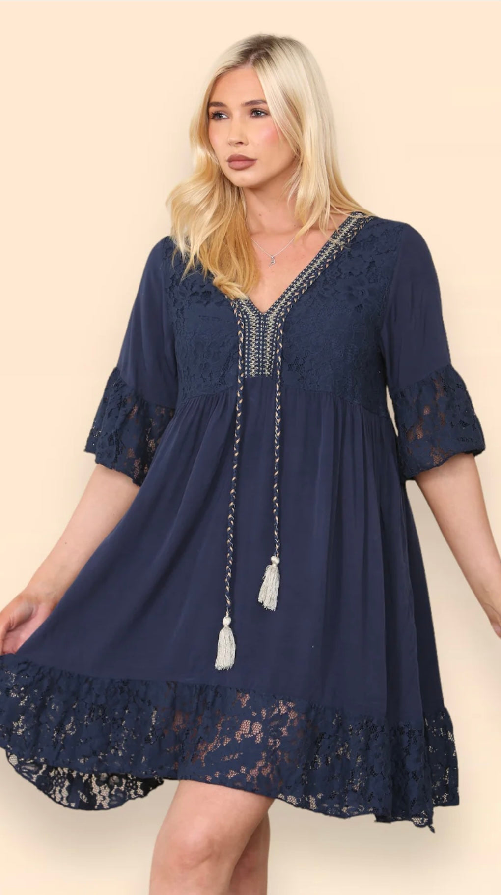 Boho Tassel Lace Dress- Sabrina