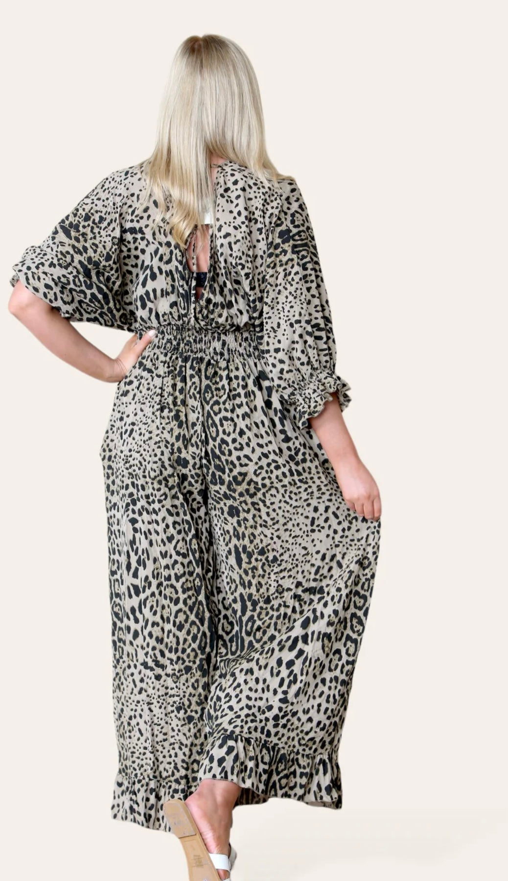 Leopard Print Bandeau Jumpsuit- Narciso