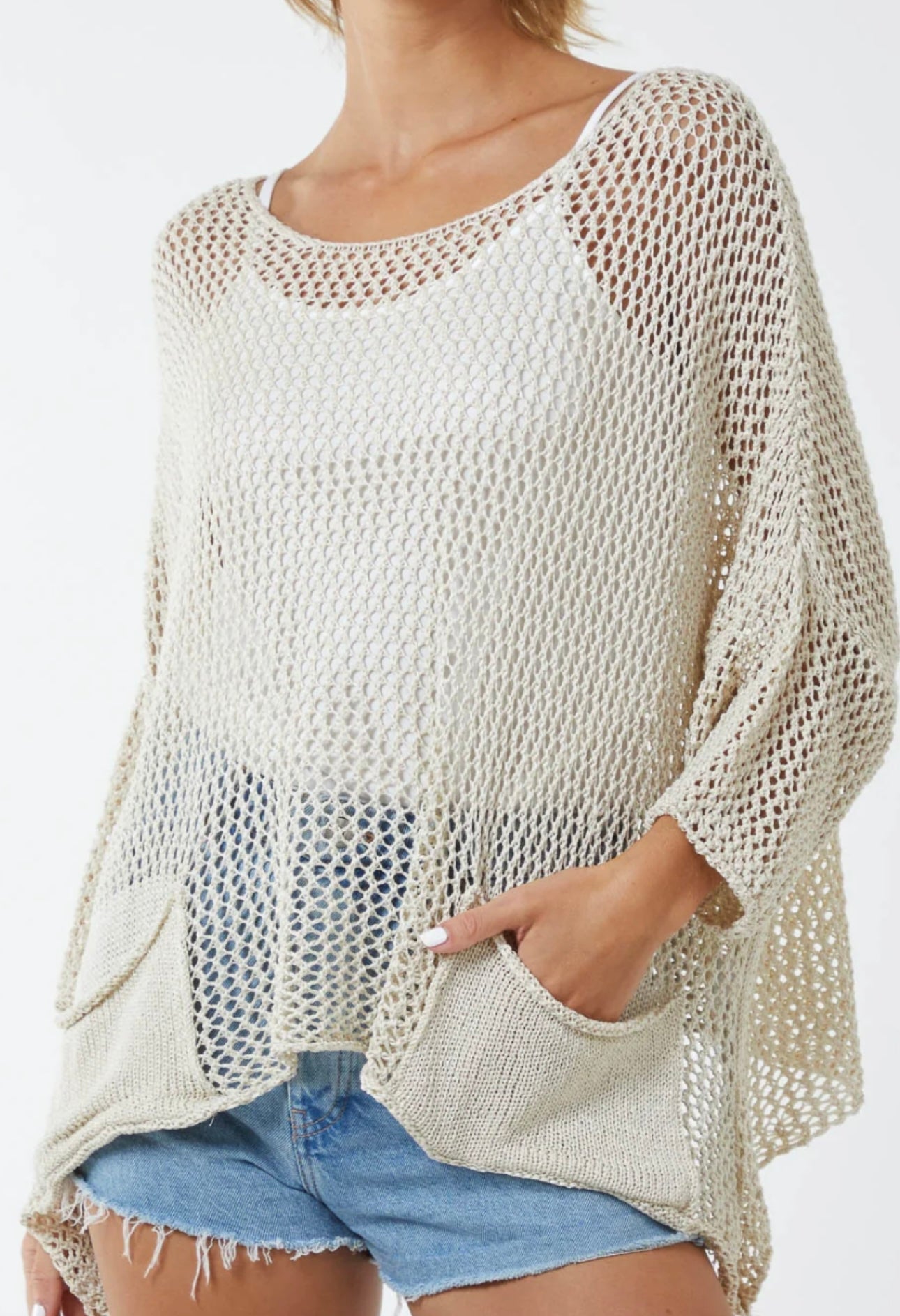 Two Pocket Crochet Blouse- Perla