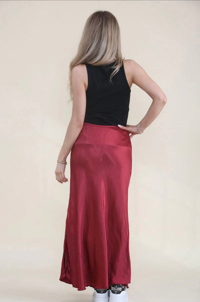 Satin Bias Cut Midi Skirt- Aria