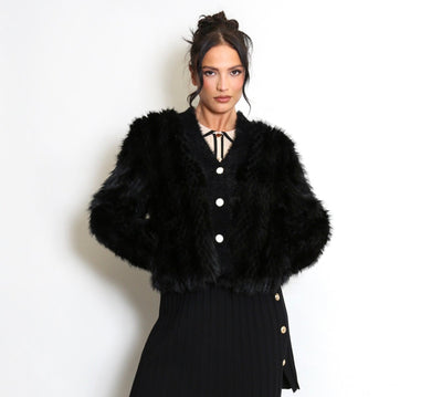 Faux Fur Cardigan Jacket- Piuma