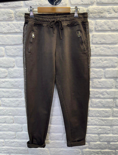 Sequin Side Cotton Joggers- Brilla