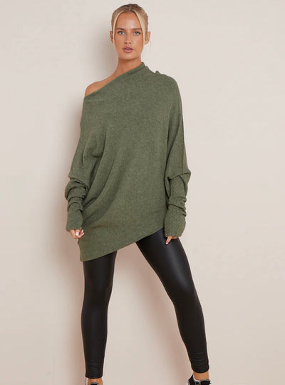 Soft Knit Asymmetric Draped Jumper - Giada
