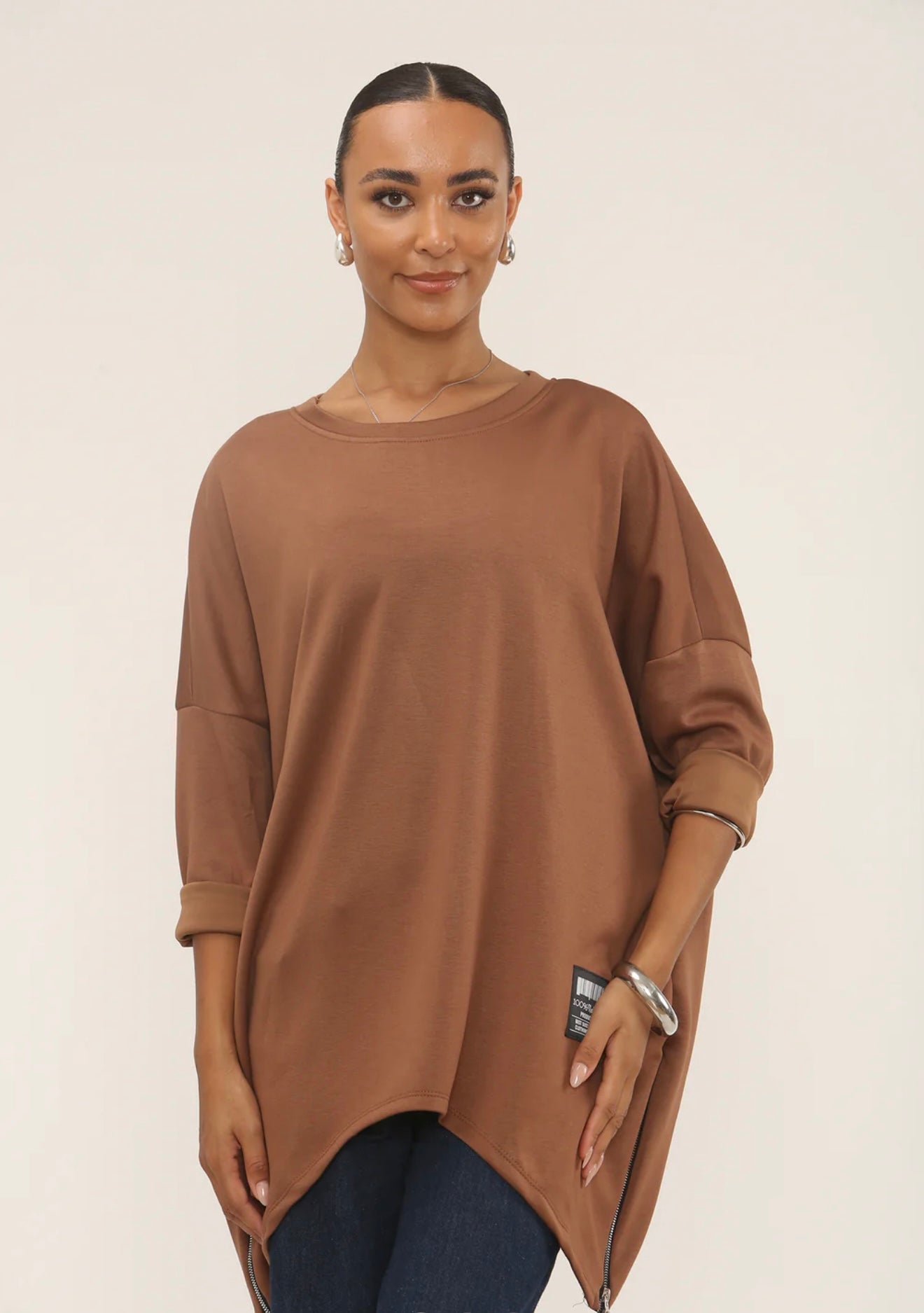 Oversized Side-Zip Pocket Sweatshirt- Flow