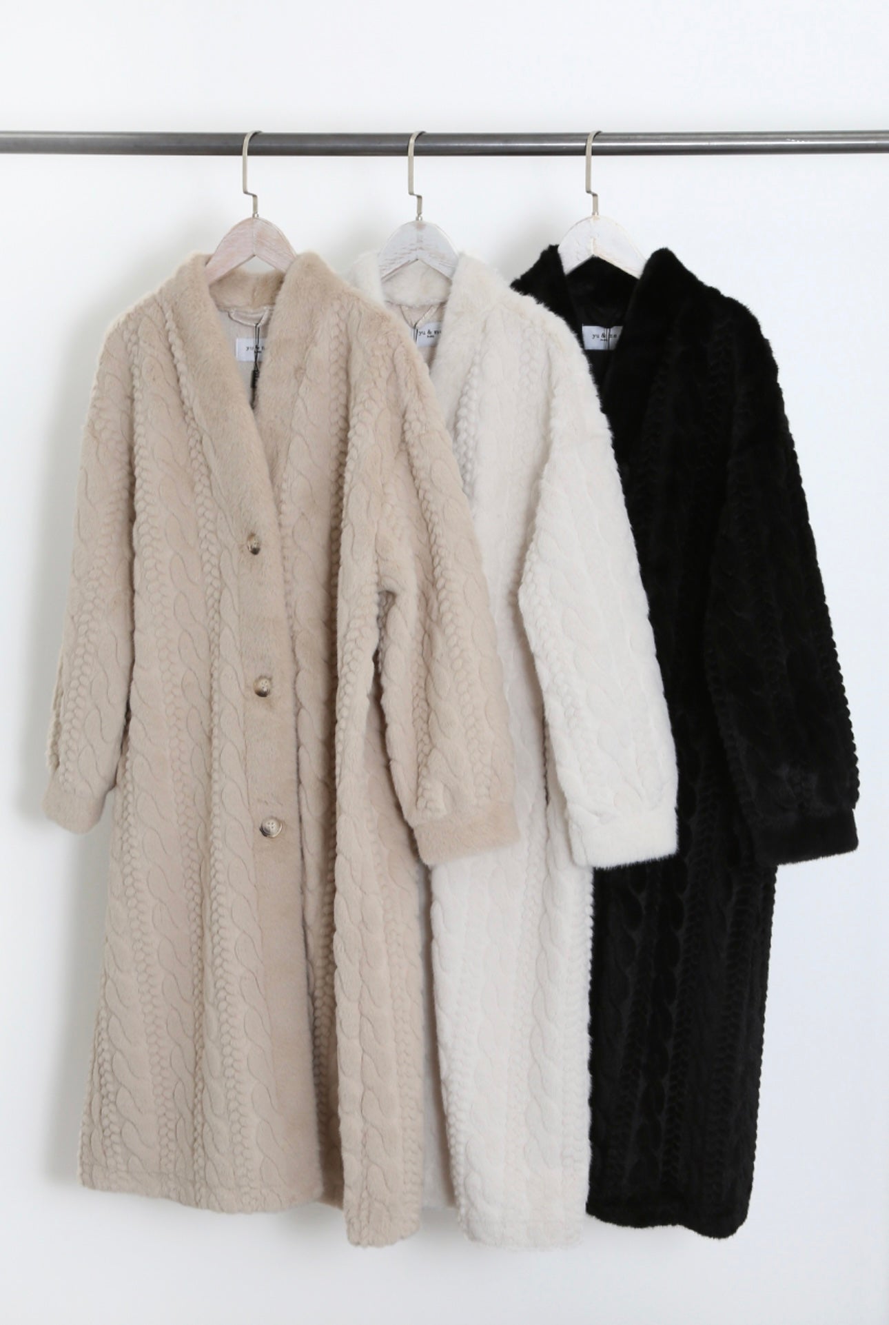 Faux Fur Cable Knit Long Coat- Larissa