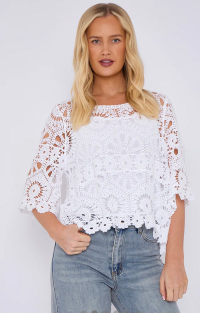 Crochet Circle Print Top- Oriana