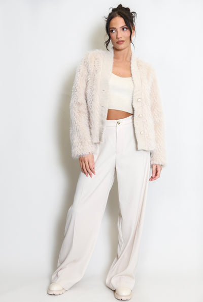 Faux Fur Cardigan Jacket- Piuma