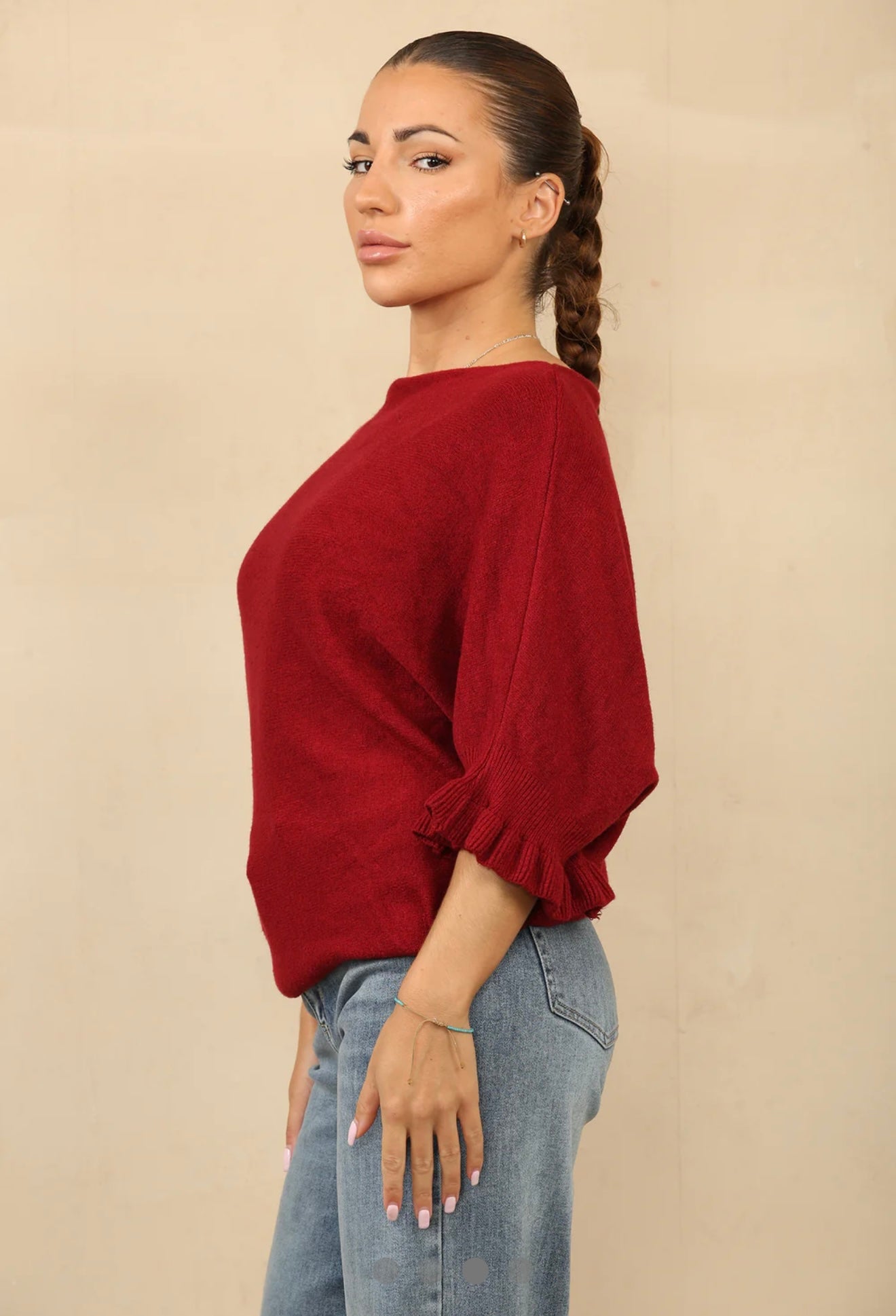 Frill Sleeve Soft Jumper- Pria