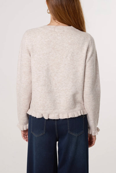 Ruffle Trim Knit Cardigan- Brina