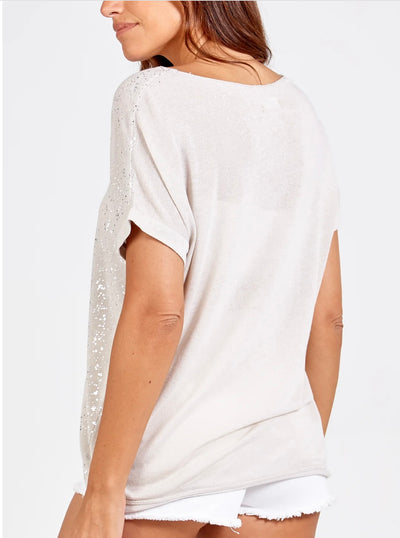 Silver Splatter V-Neck Tee- Malissa