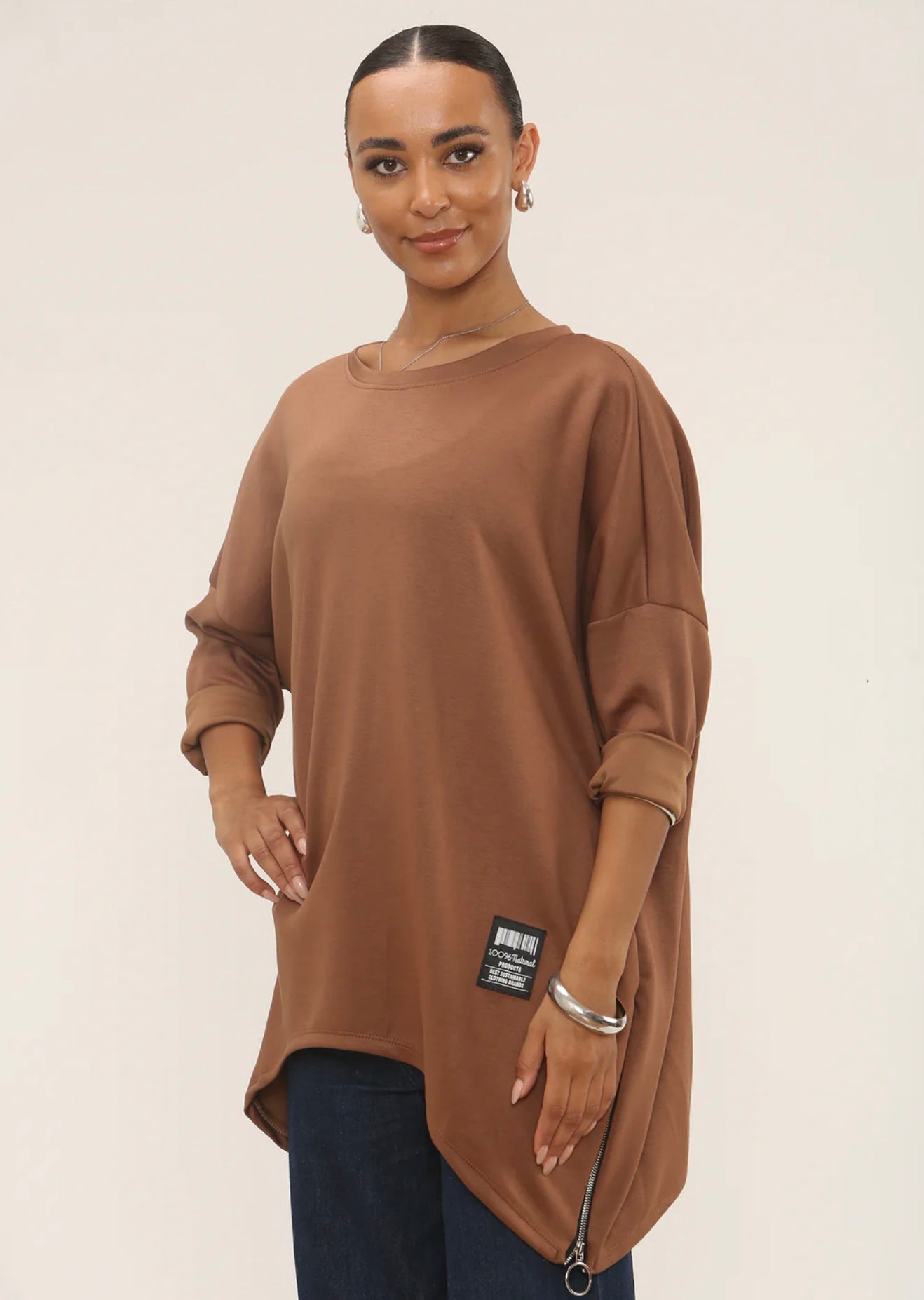 Oversized Side-Zip Pocket Sweatshirt- Flow