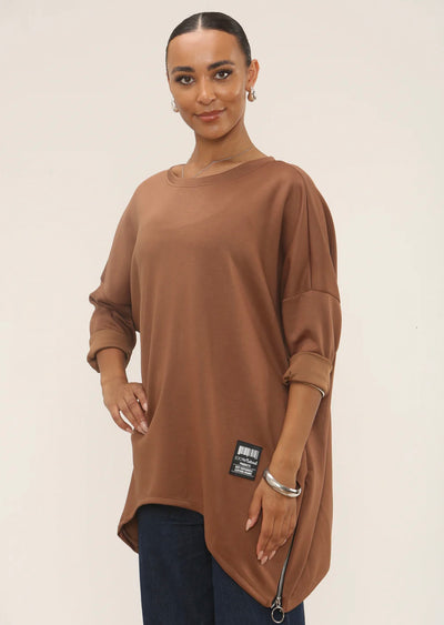 Oversized Side-Zip Pocket Sweatshirt- Flow