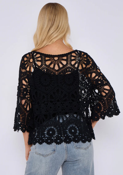 Crochet Circle Print Top- Oriana
