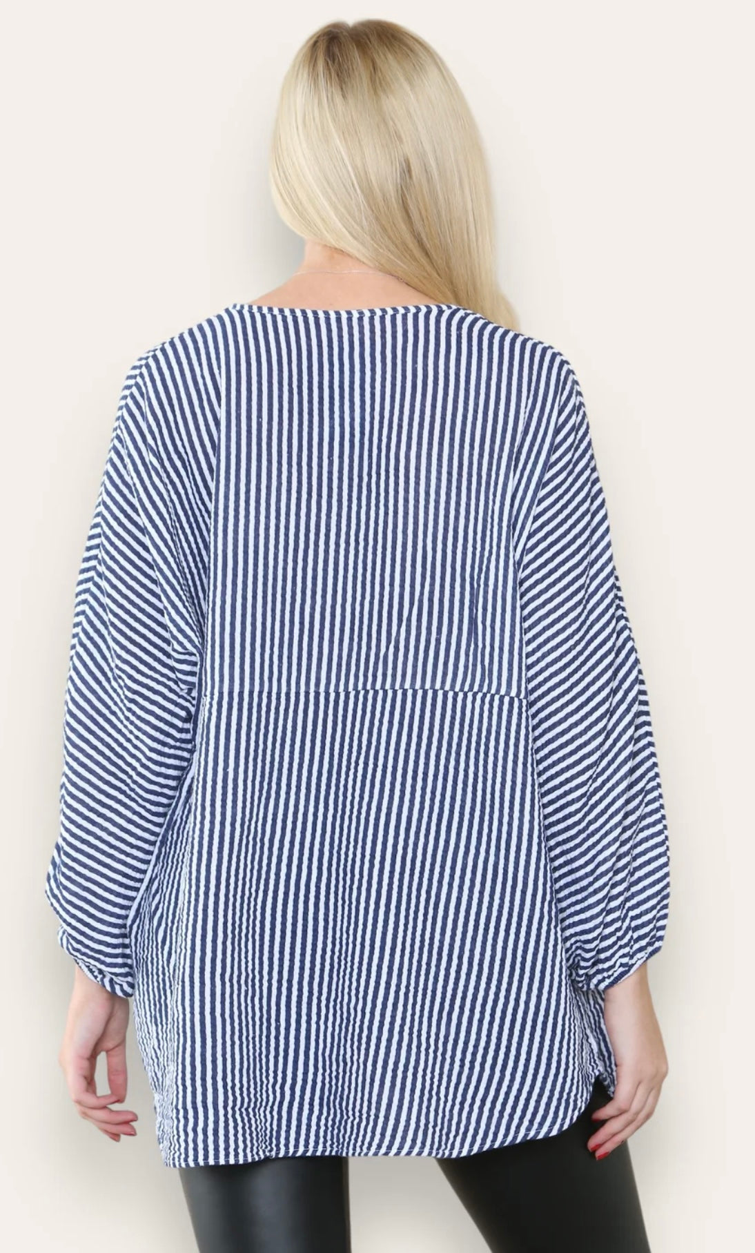 Cheesecloth Stripe Oversized Top- Brenda