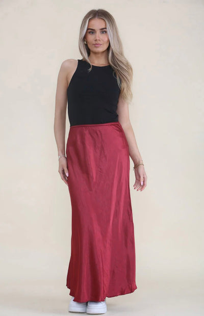 Satin Bias Cut Midi Skirt- Aria