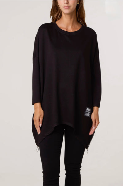 Oversized Side-Zip Pocket Sweatshirt- Flow