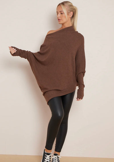 Soft Knit Asymmetric Draped Jumper - Giada