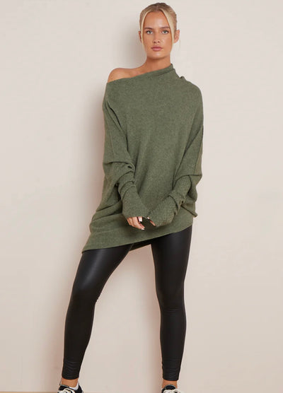 Soft Knit Asymmetric Draped Jumper - Giada