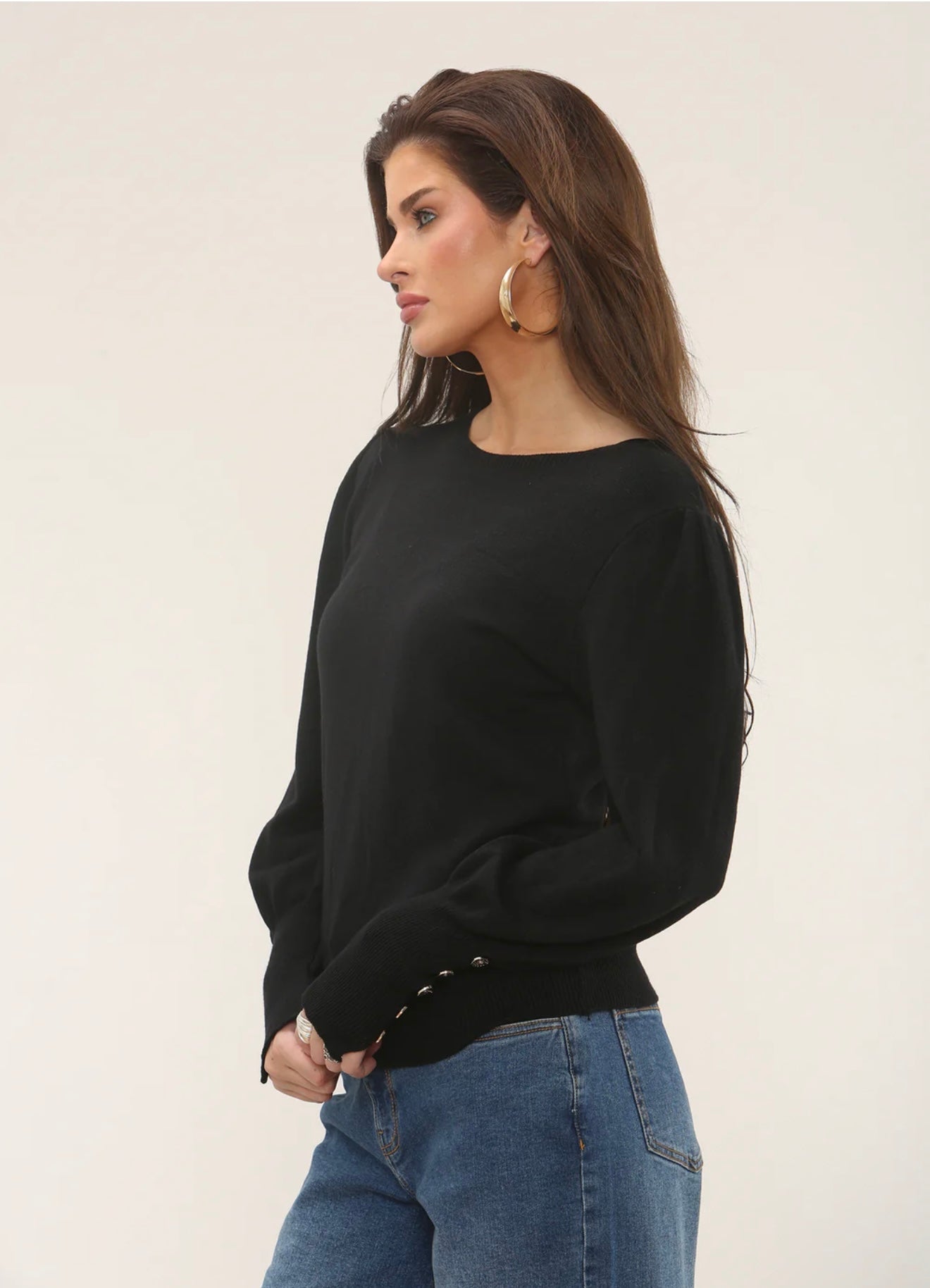 Italian Jumper Button Sleeve Detail- Eterna