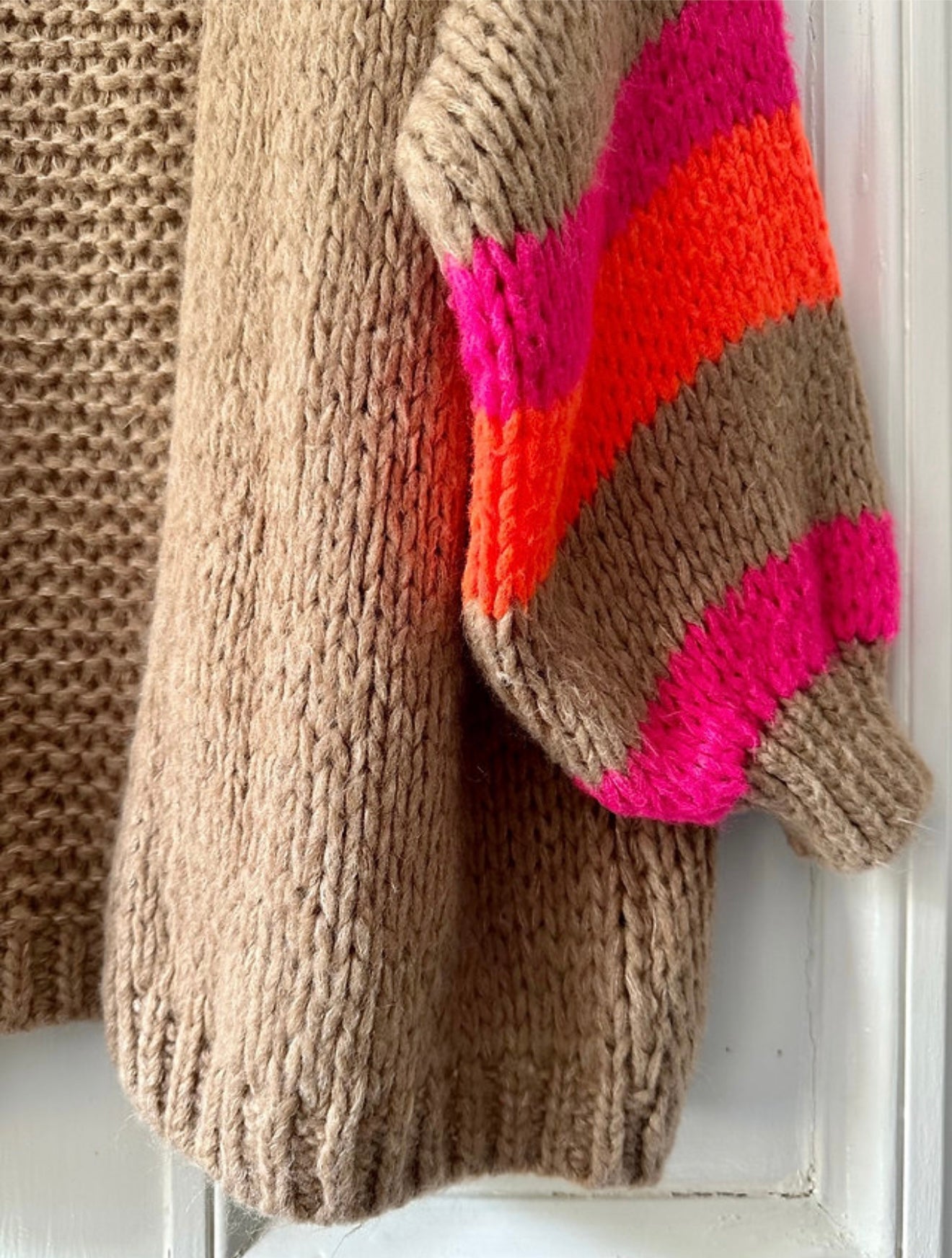 Neon Stripe Chunky Knit Cardigan- Brio