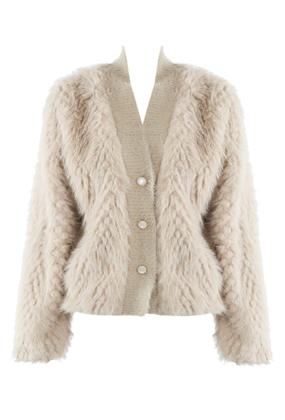 Faux Fur Cardigan Jacket- Piuma