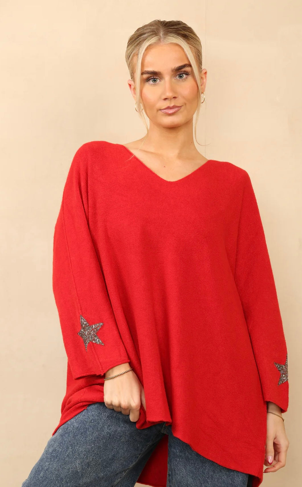 Glitter Star Sleeve Jumper- Kasia