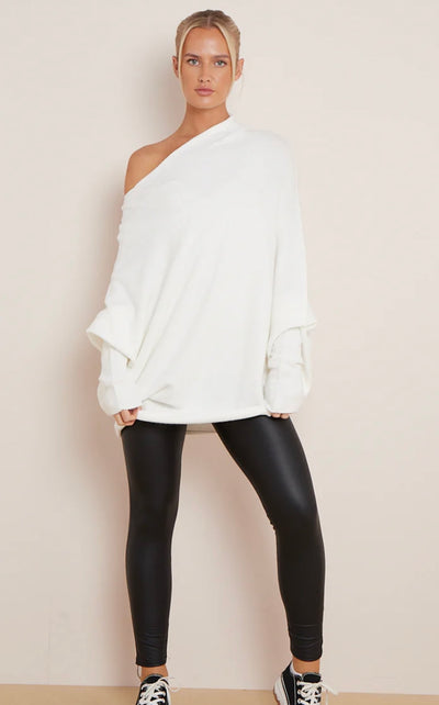 Soft Knit Asymmetric Draped Jumper- Giada