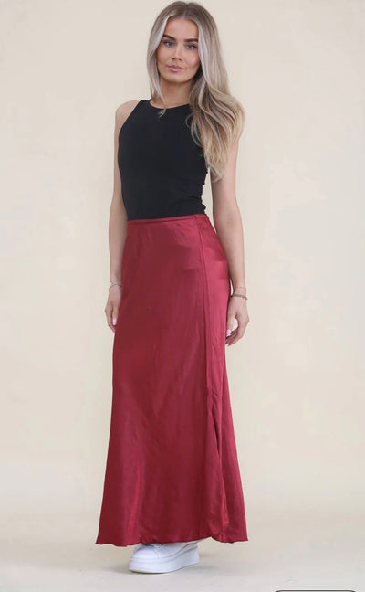 Satin Bias Cut Midi Skirt- Aria