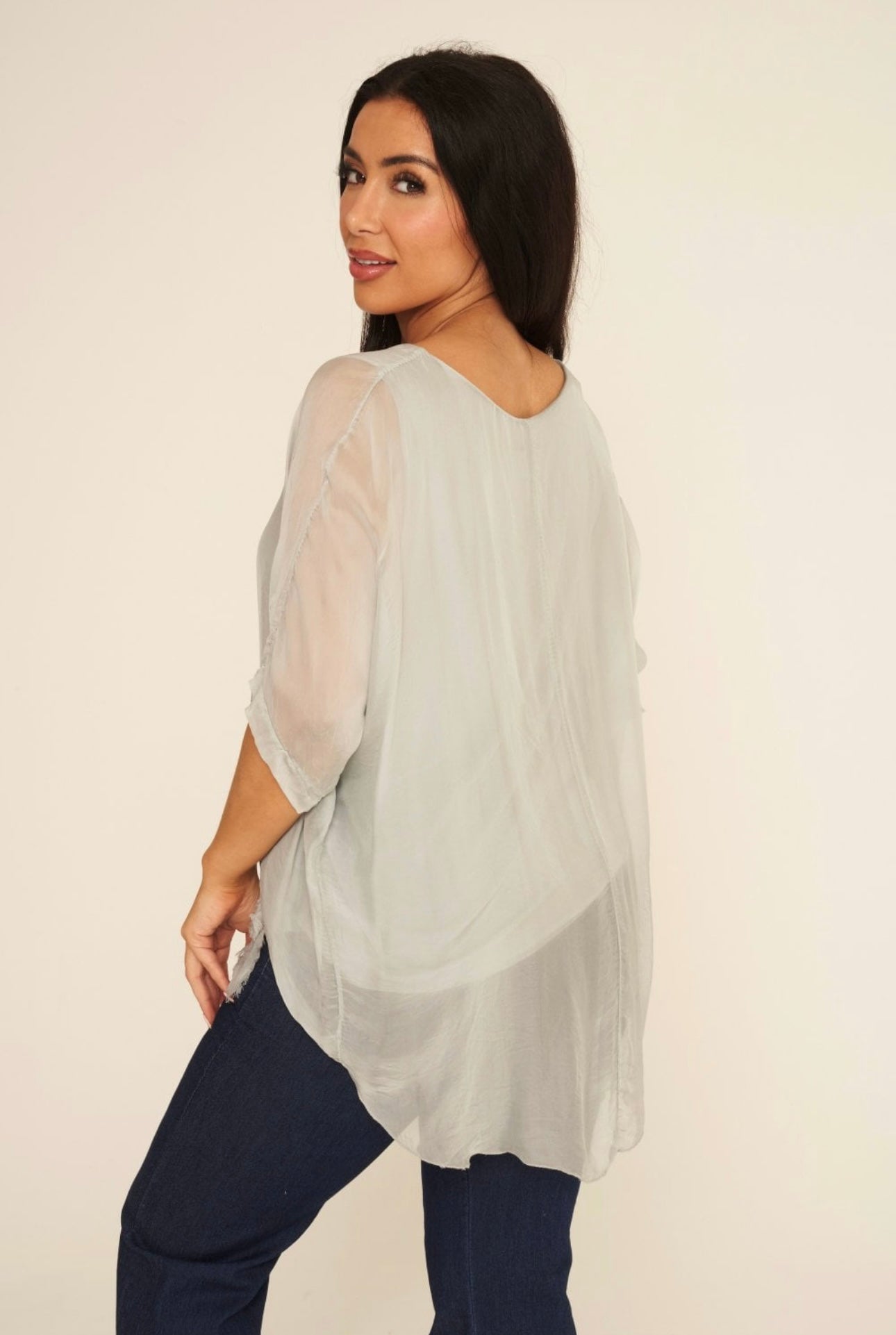 Frayed Hem Layered Silk Top- Freya