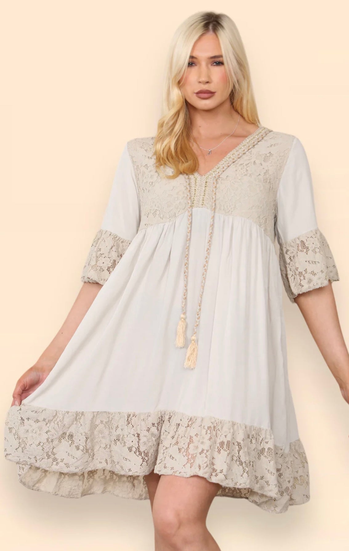 Boho Tassel Lace Dress- Sabrina