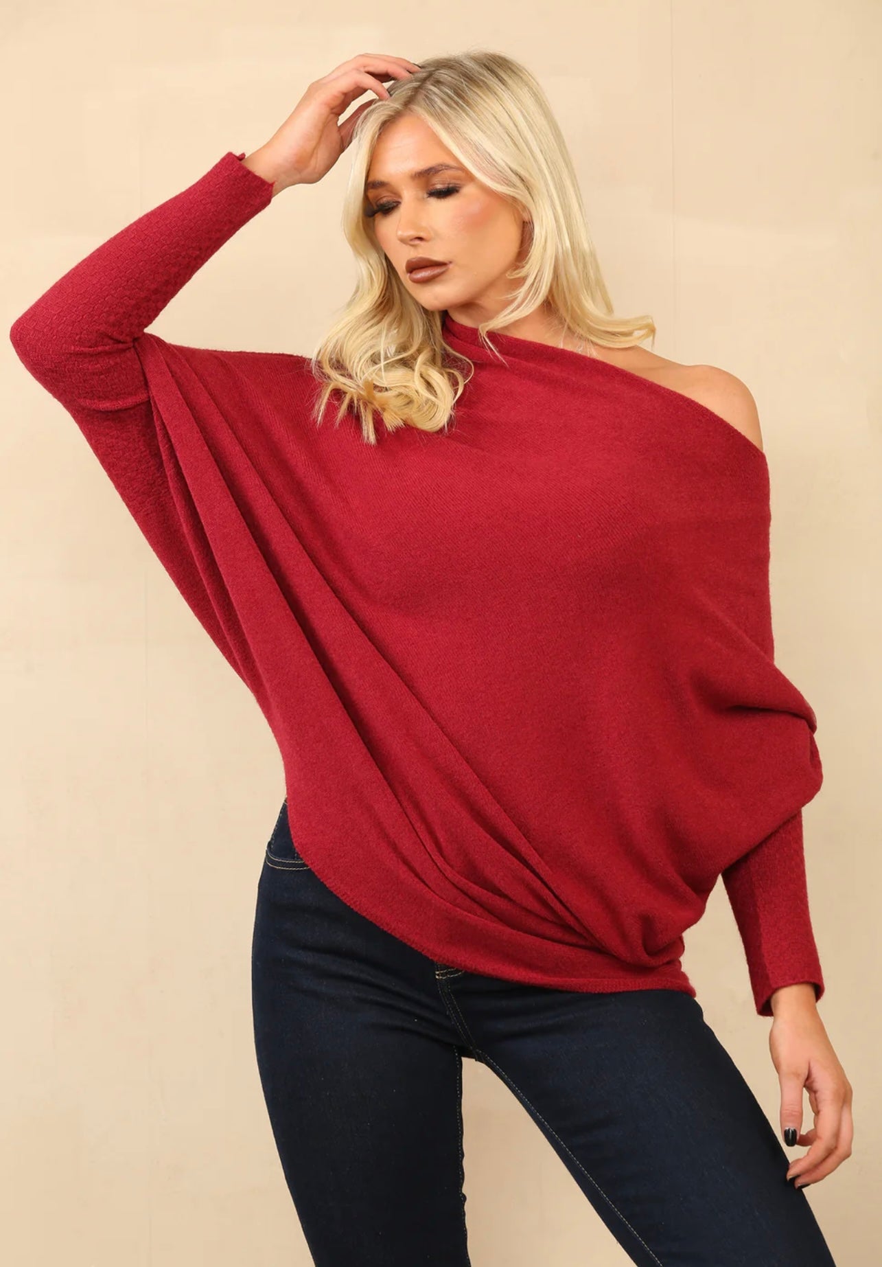 Soft Knit Asymmetric Draped Jumper - Giada