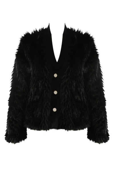 Faux Fur Cardigan Jacket- Piuma
