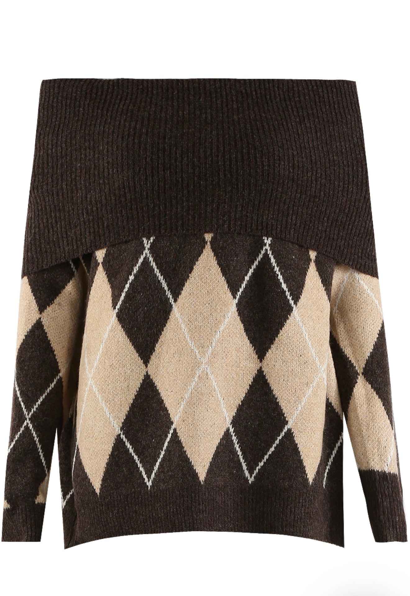 Argyle Wool Blend Off-Shoulder Jumper- Scozia