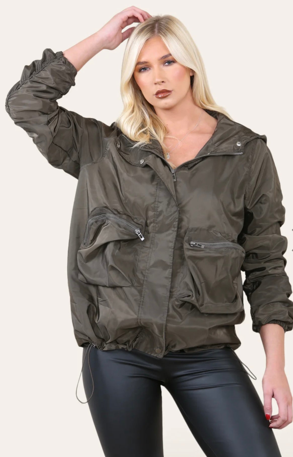 Ruched Sleeve Raincoat- Billy