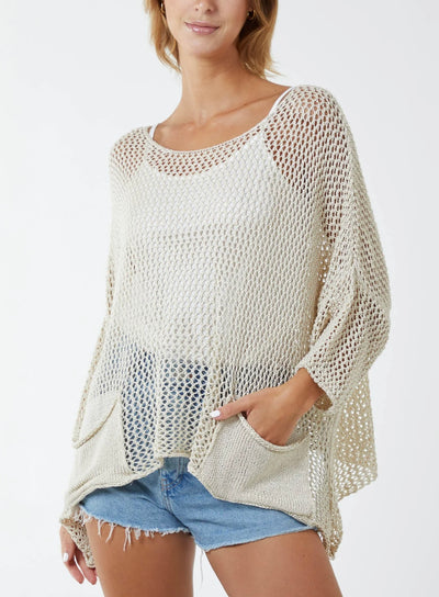 Two Pocket Crochet Blouse- Perla