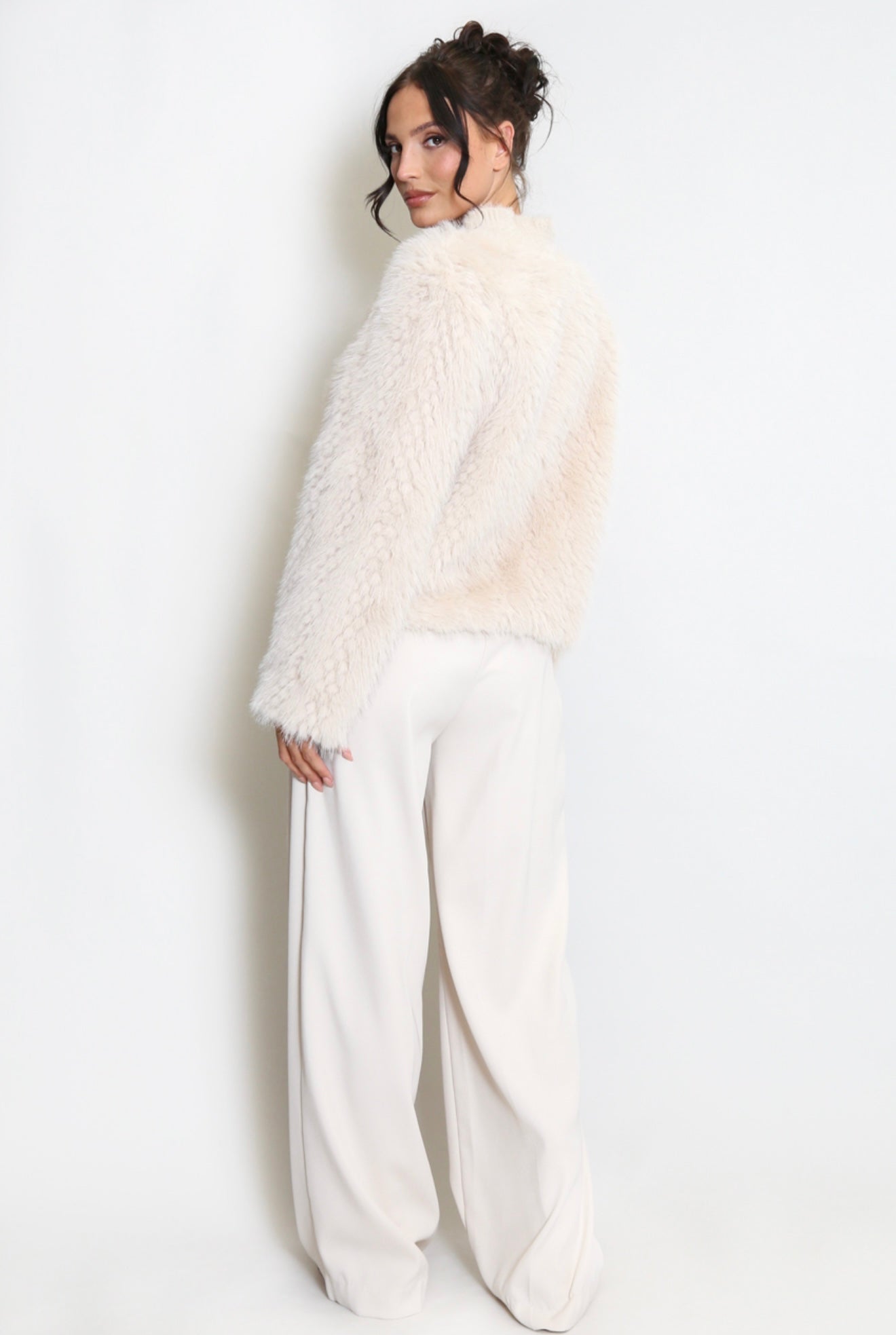 Faux Fur Cardigan Jacket- Piuma