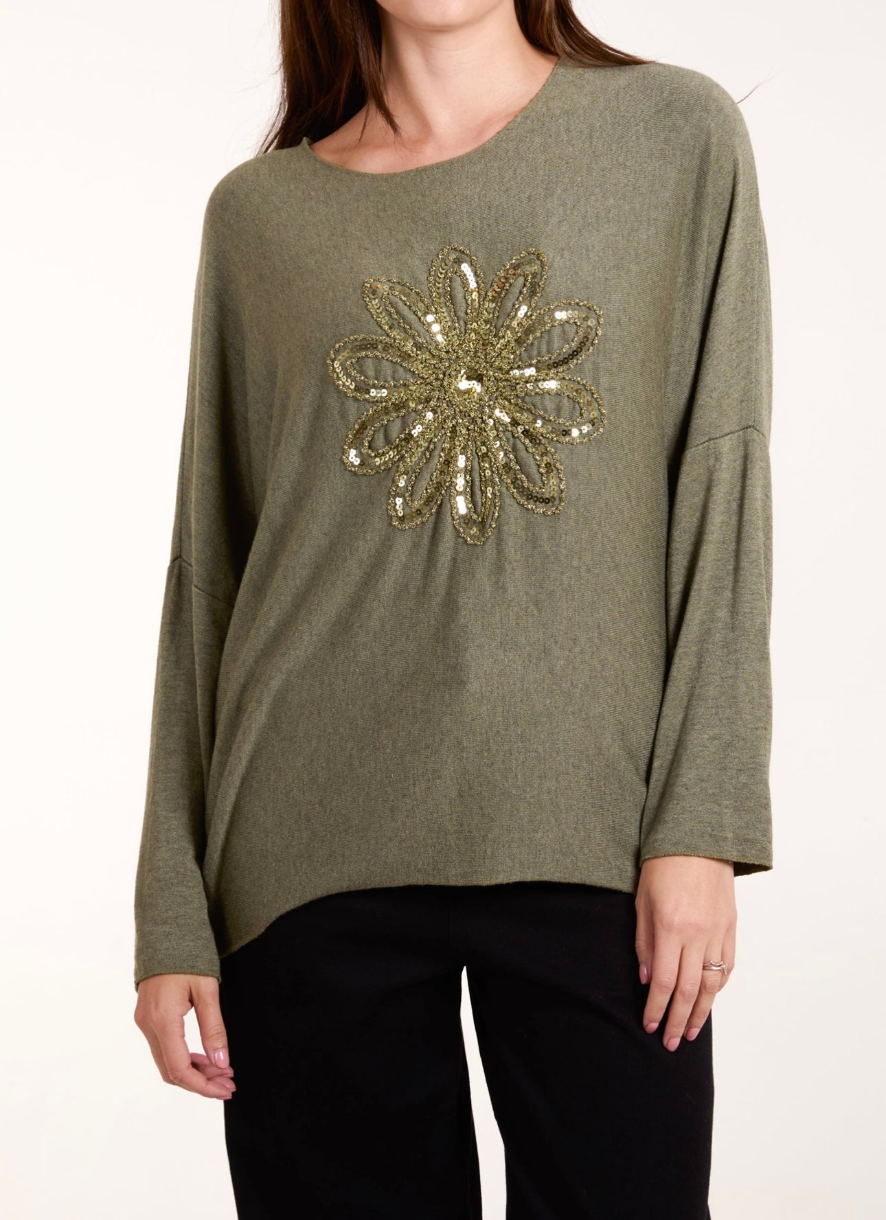 Sequin Daisy Fine Knit Jumper- Margherita