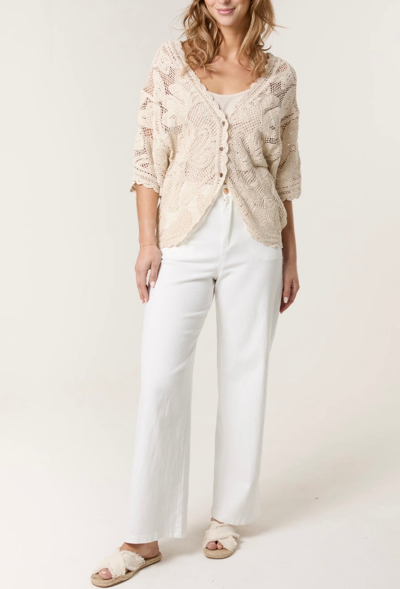 Crochet Leaf Batwing Cardigan- Siani