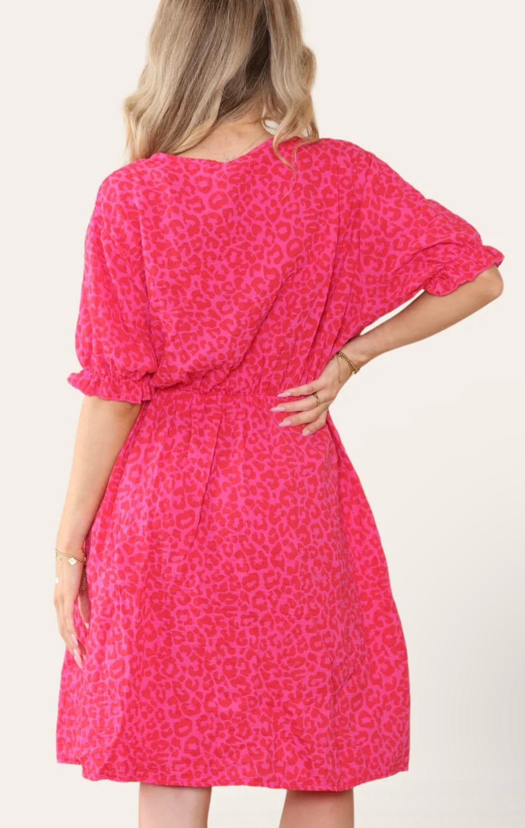 Leopard Cheesecloth Crossover Dress- Vally