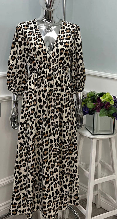 Italian Viscose Leopard Maxi Dress- Ilenia